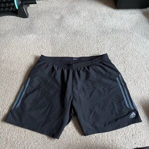 Adidas Men's Black Climacool Running Shorts with Gray Stripes